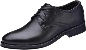 Casual Plain Toe Oxfords Shoes Men Comfortable Business Formal Shoes Mens Dating Oxfords Arch Support Walking Derby Shoe Lace up Matte Leather Dress Shoe Low Heel Office Footwear Men