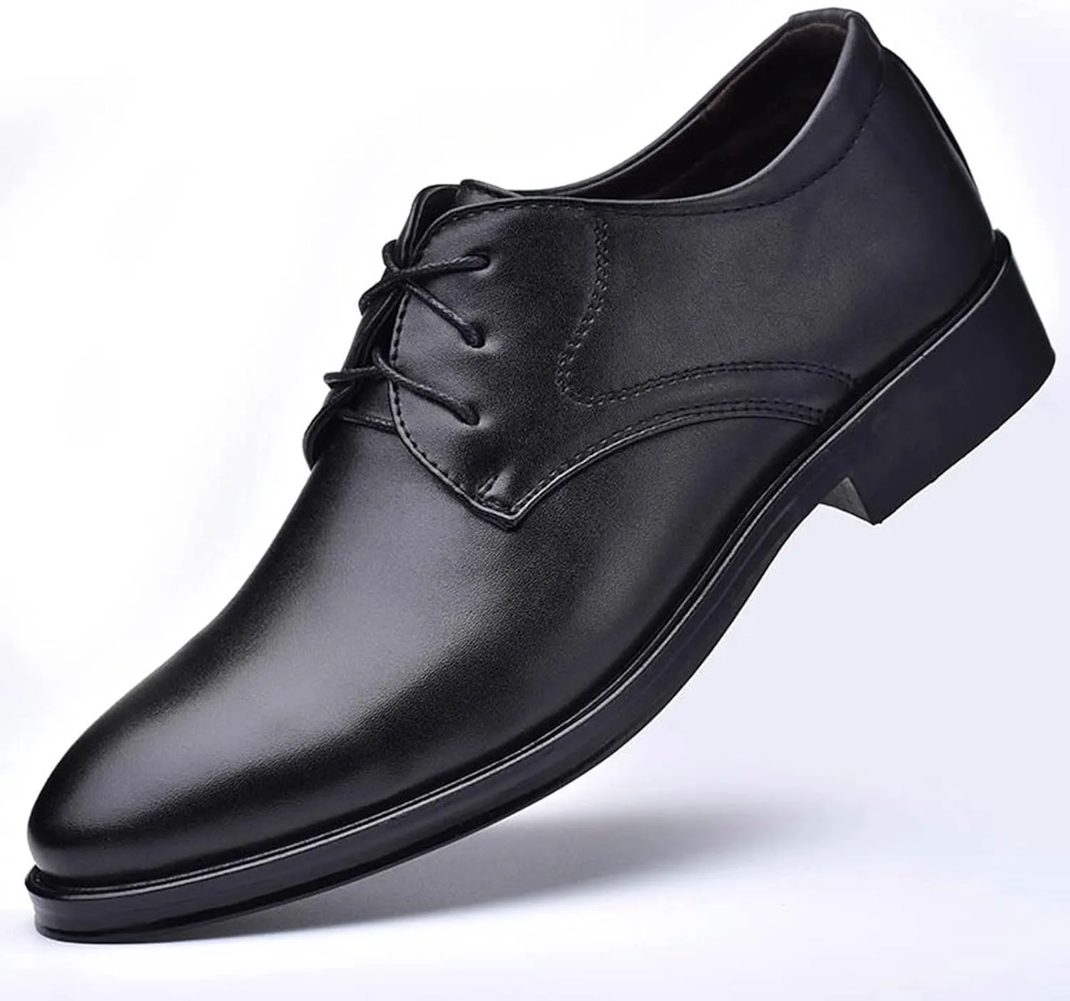 Casual Plain Toe Oxfords Shoes Men Comfortable Business Formal Shoes Mens Dating Oxfords Arch Support Walking Derby Shoe Lace up Matte Leather Dress Shoe Low Heel Office Footwear Men