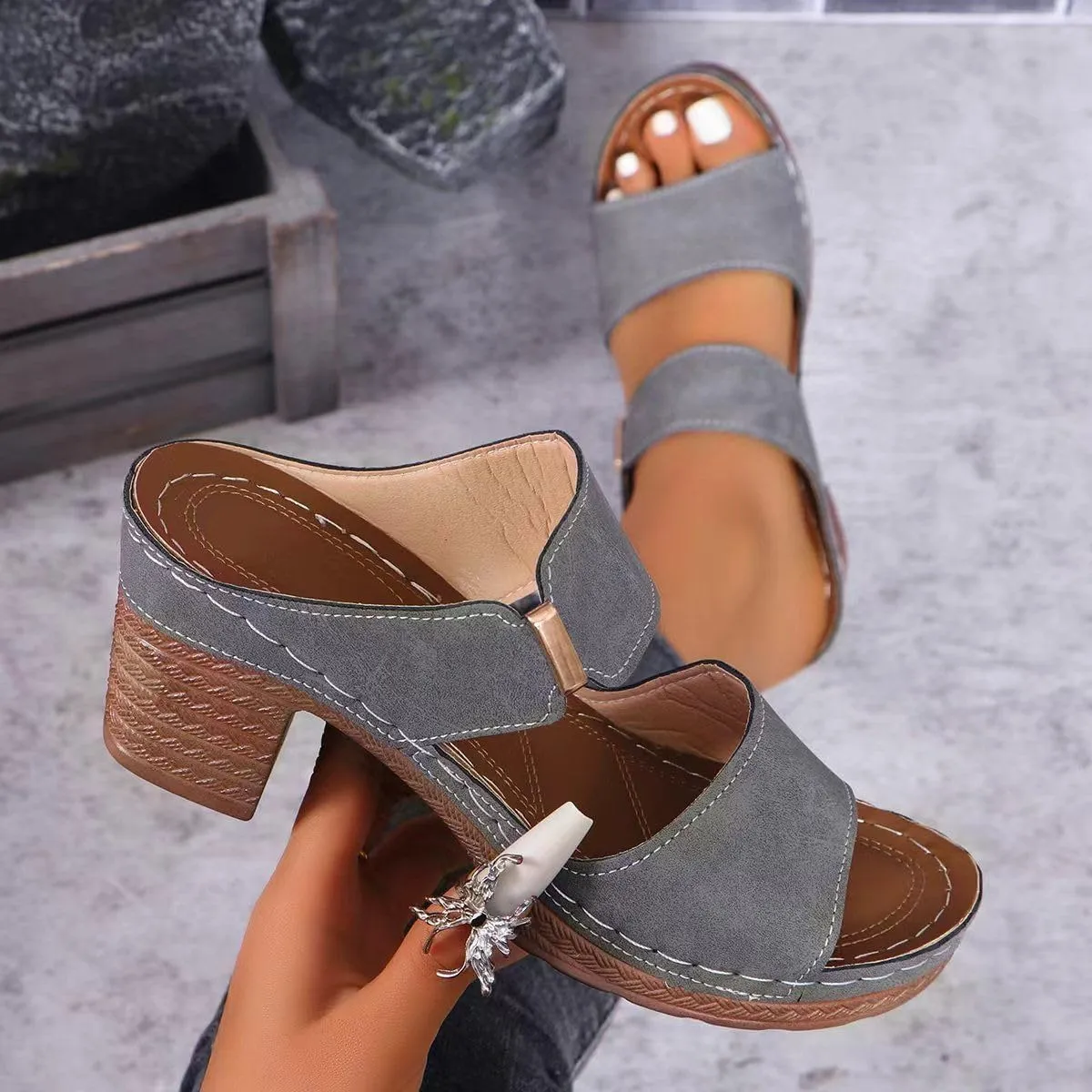 Chunky Heels For Women Backless Open Toe Block Heeled Ankle Strap Pump Wedding Comfortable Party Dressy Shoes 2025