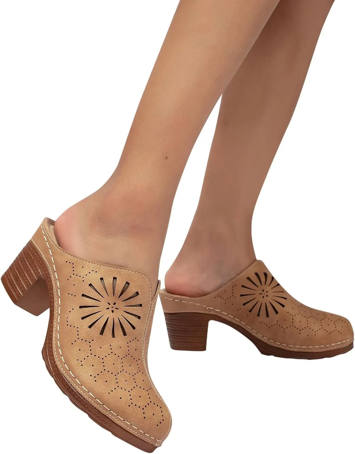 Chunky Heels for Women Wedge Siides Sandals Platform Open Toe Heels Slippers Slip on Elastic Band Wedges Shoes