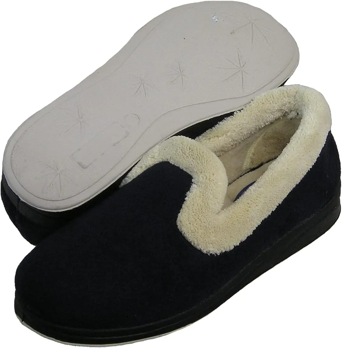Ciabatta's Women's Relax Super Soft Microfiber Plain Toe Slipper (Navy) Wide Width 7