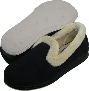 Ciabatta's Women's Relax Super Soft Microfiber Plain Toe Slipper (Navy) Wide Width 7