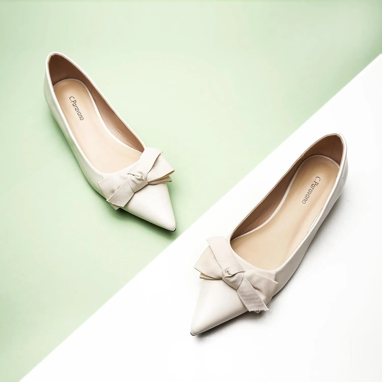 C.Paravano Pointy Bow Flats Women's Flats Ballet Shoes for Women