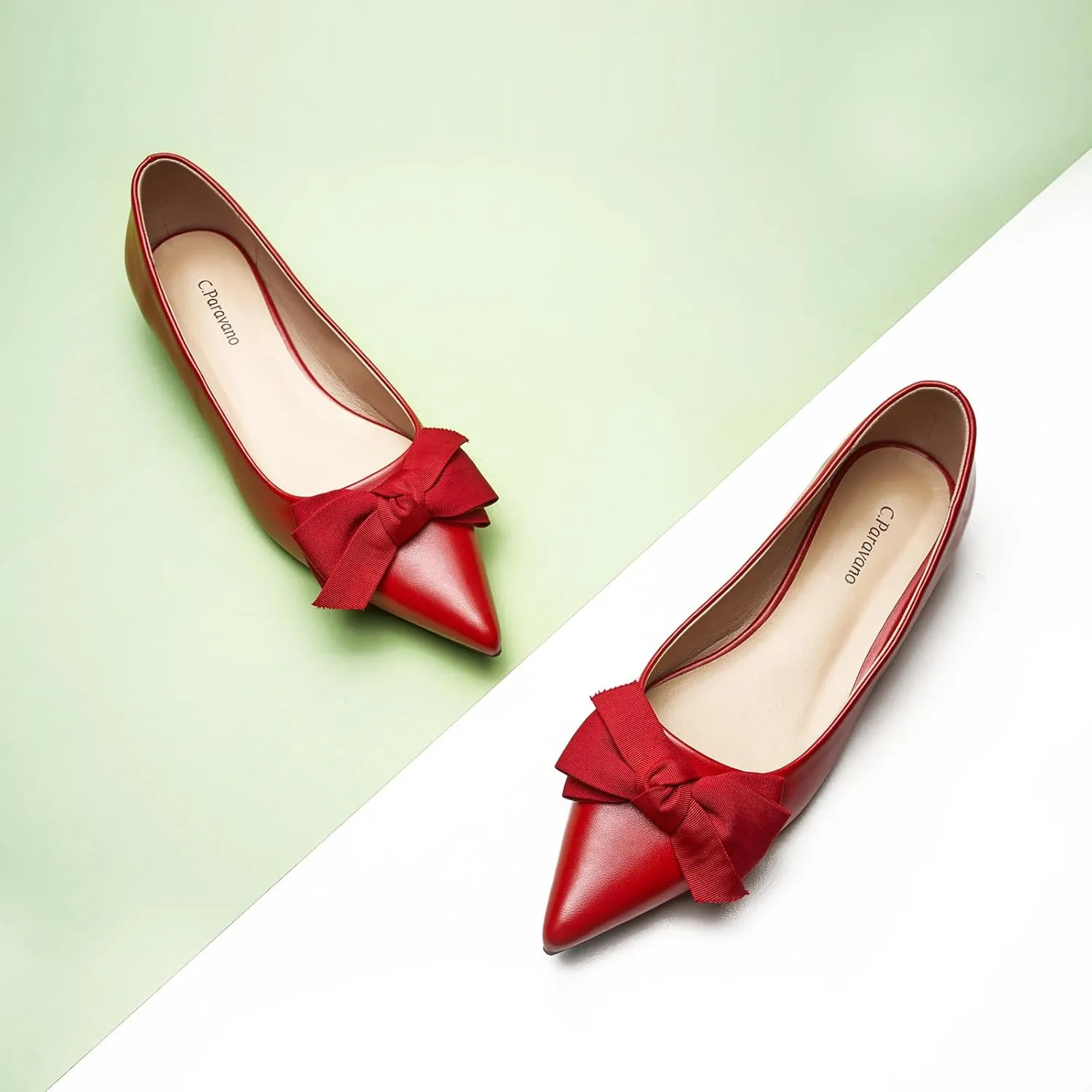 C.Paravano Pointy Bow Flats Women's Flats Ballet Shoes for Women