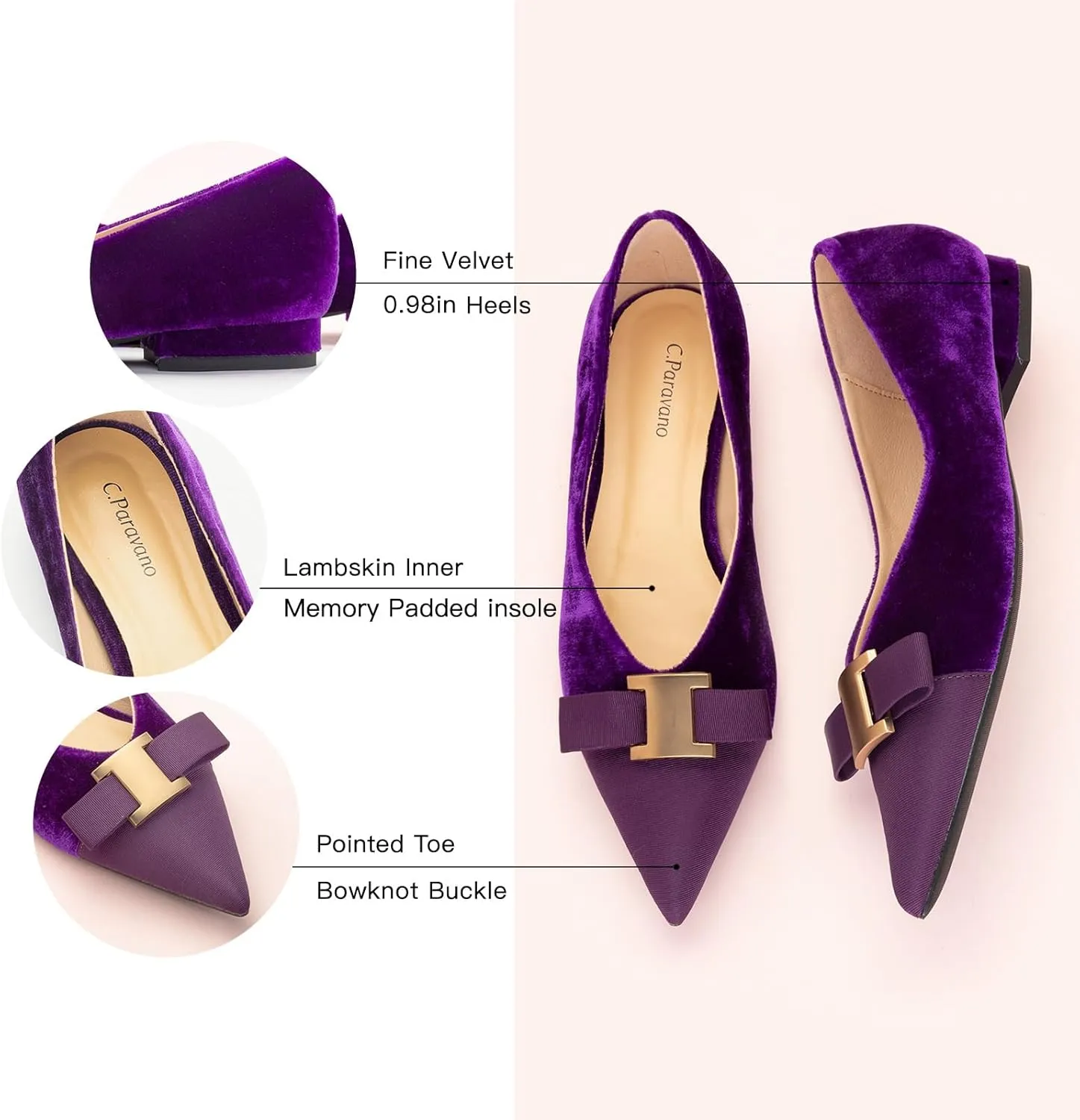 C.Paravano Womens Flats I Flat for Women Leather I Pointed Toe Flats I Ballet Flats for Women I Slip on Dressy Flats