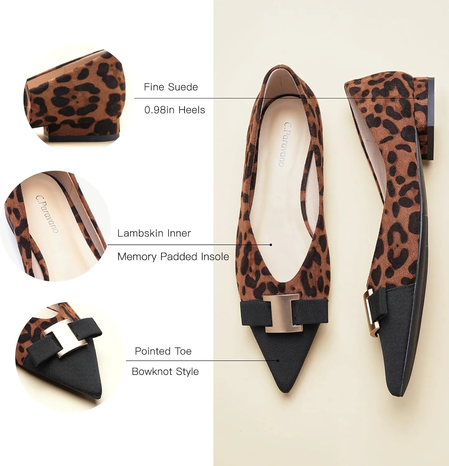 C.Paravano Womens Flats I Flat for Women Leather I Pointed Toe Flats I Ballet Flats for Women I Slip on Dressy Flats