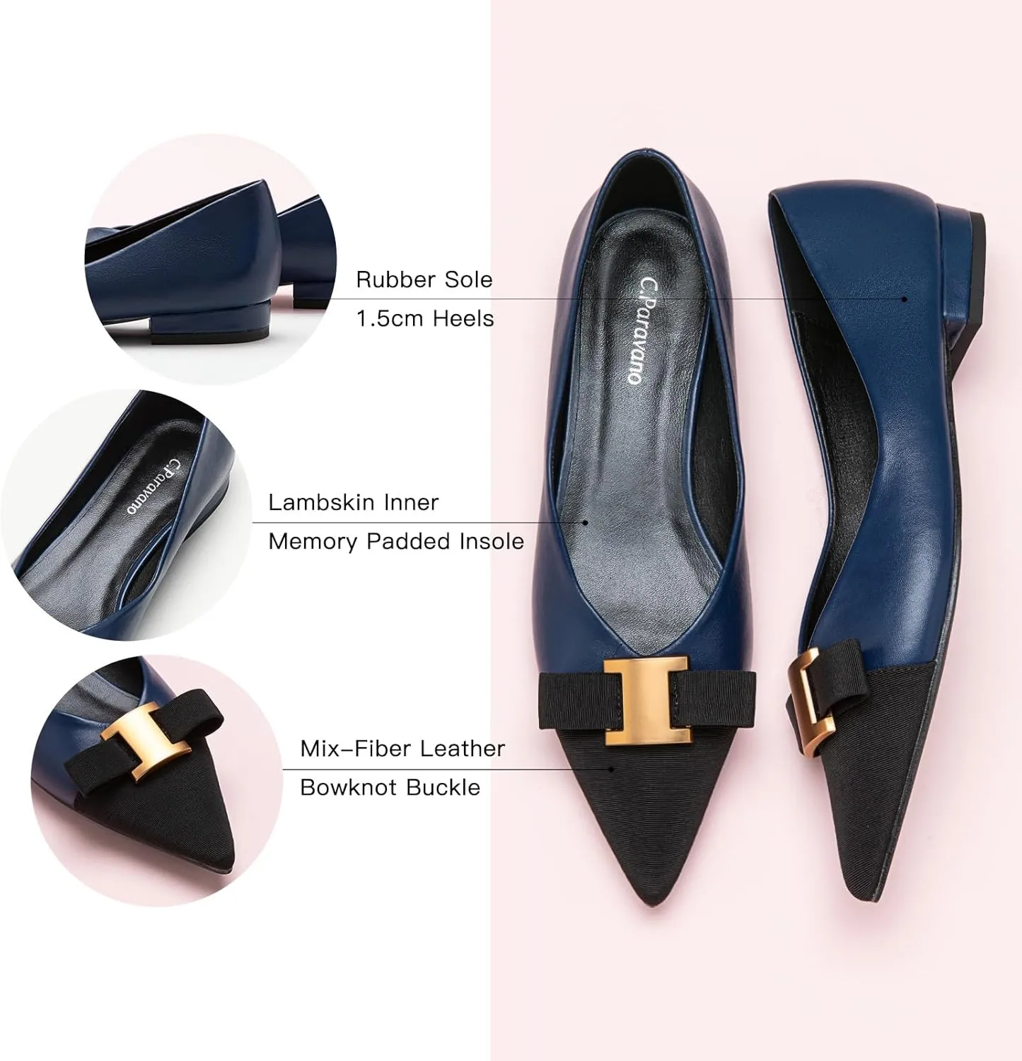 C.Paravano Womens Flats I Flat for Women Leather I Pointed Toe Flats I Ballet Flats for Women I Slip on Dressy Flats