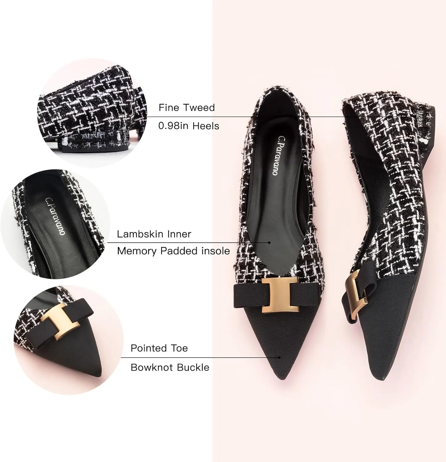 C.Paravano Womens Flats I Flat for Women Leather I Pointed Toe Flats I Ballet Flats for Women I Slip on Dressy Flats