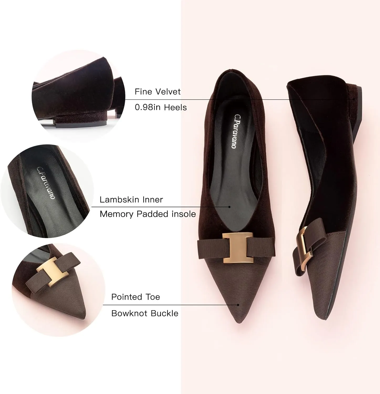 C.Paravano Womens Flats I Flat for Women Leather I Pointed Toe Flats I Ballet Flats for Women I Slip on Dressy Flats