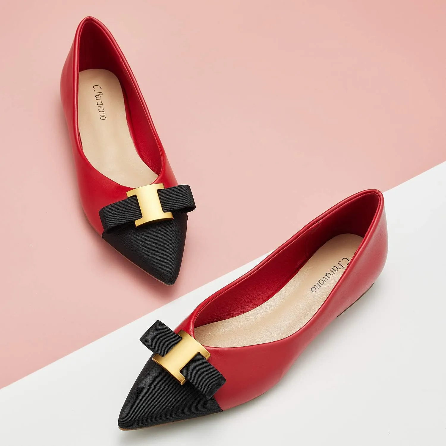 C.Paravano Womens Flats I Flat for Women Leather I Pointed Toe Flats I Ballet Flats for Women I Slip on Dressy Flats