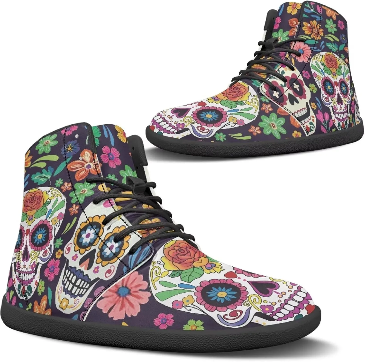 Doojoayie Gothic Barefoot Walking Shoes Women High Top Sneakers PU Leather Shoes
