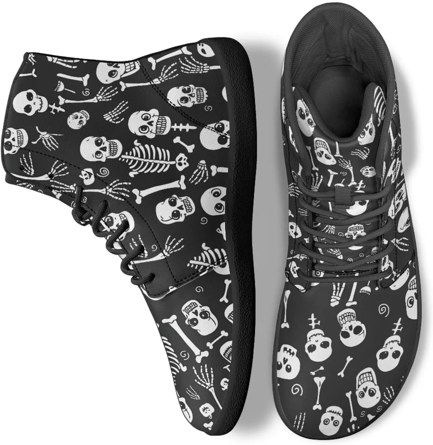 Doojoayie Gothic Barefoot Walking Shoes Women High Top Sneakers PU Leather Shoes