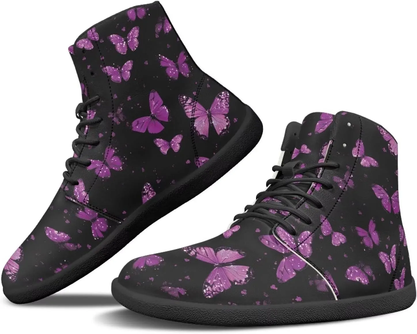 Doojoayie Gothic Barefoot Walking Shoes Women High Top Sneakers PU Leather Shoes