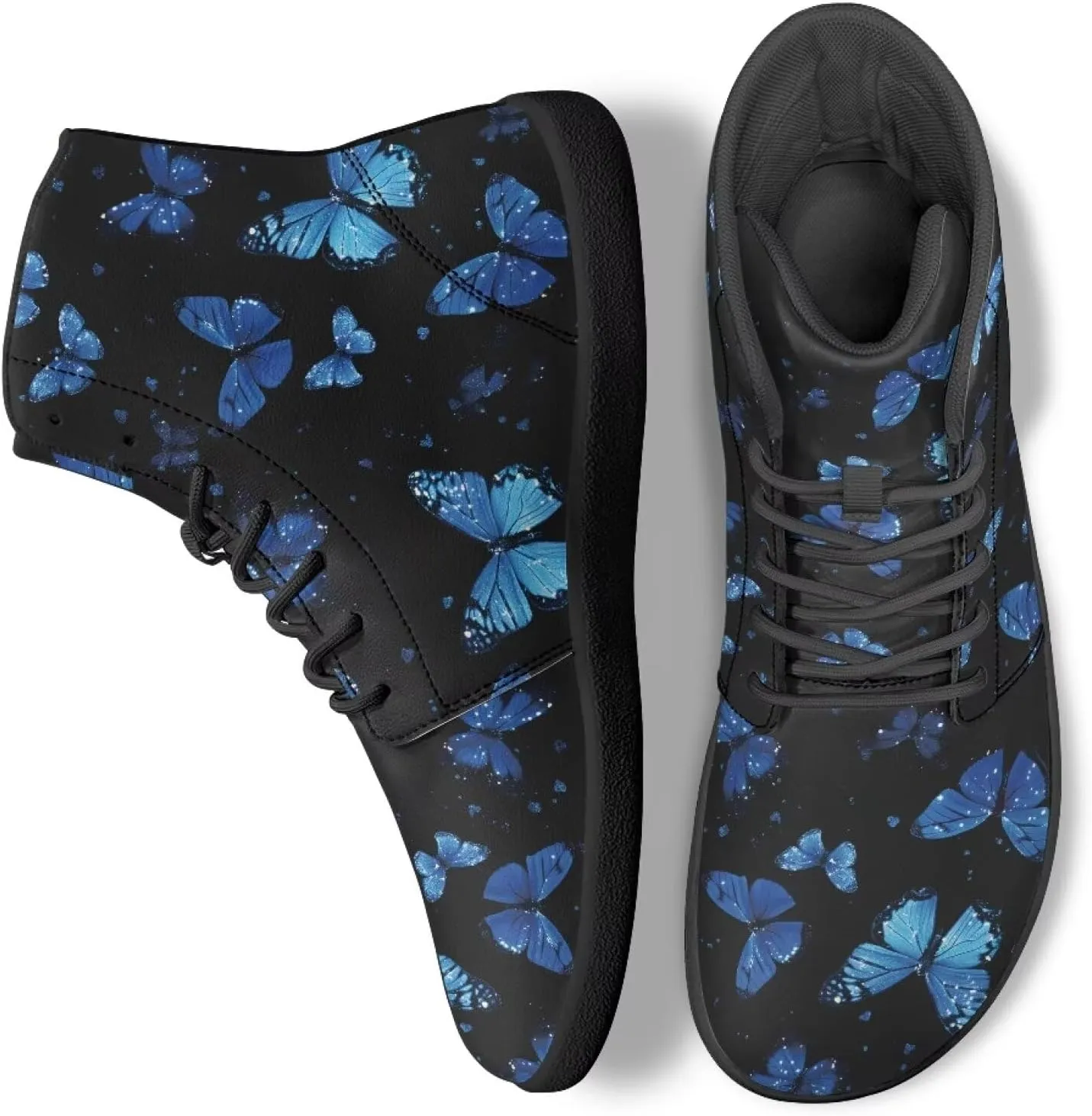 Doojoayie Gothic Barefoot Walking Shoes Women High Top Sneakers PU Leather Shoes