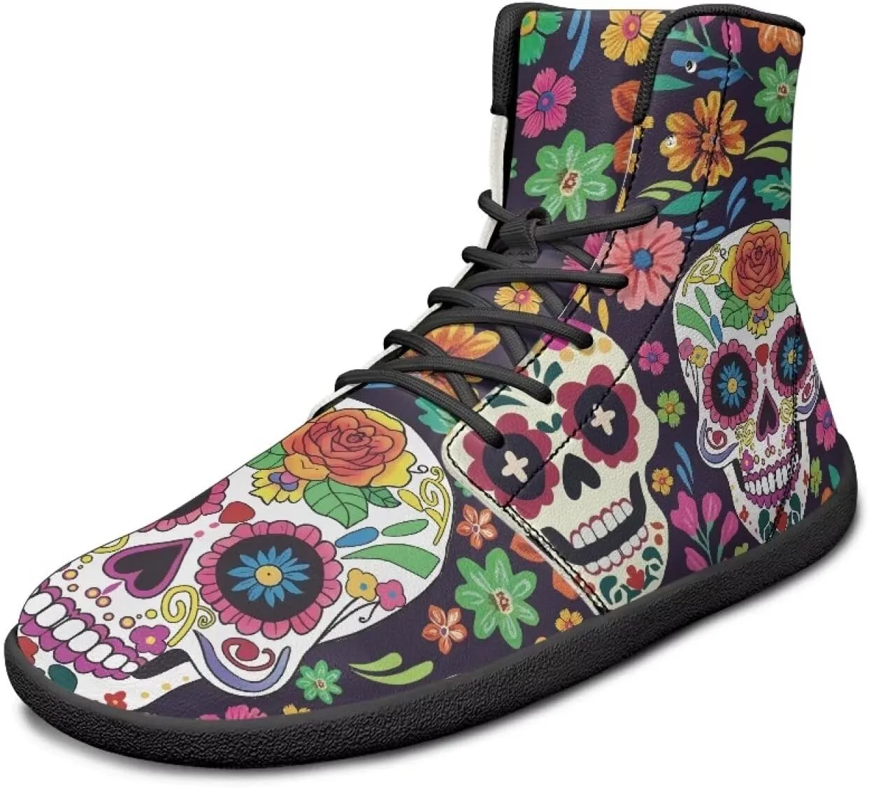 Doojoayie Gothic Barefoot Walking Shoes Women High Top Sneakers PU Leather Shoes