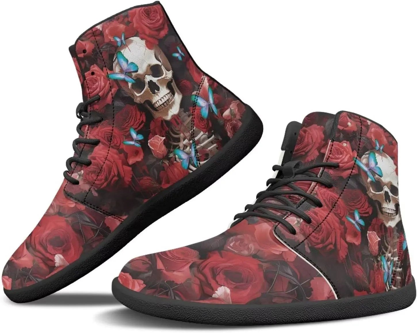 Doojoayie Gothic Barefoot Walking Shoes Women High Top Sneakers PU Leather Shoes