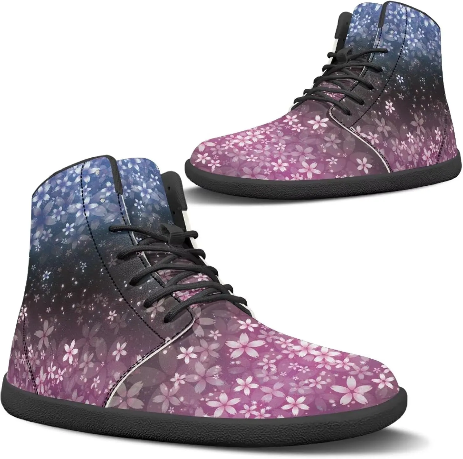 Doojoayie Gothic Barefoot Walking Shoes Women High Top Sneakers PU Leather Shoes