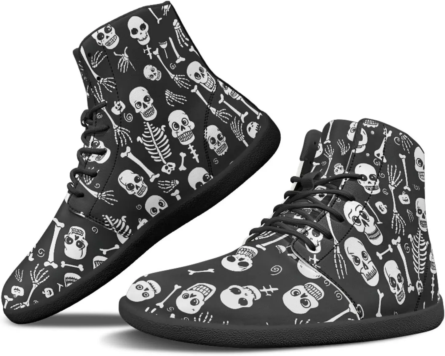 Doojoayie Gothic Barefoot Walking Shoes Women High Top Sneakers PU Leather Shoes