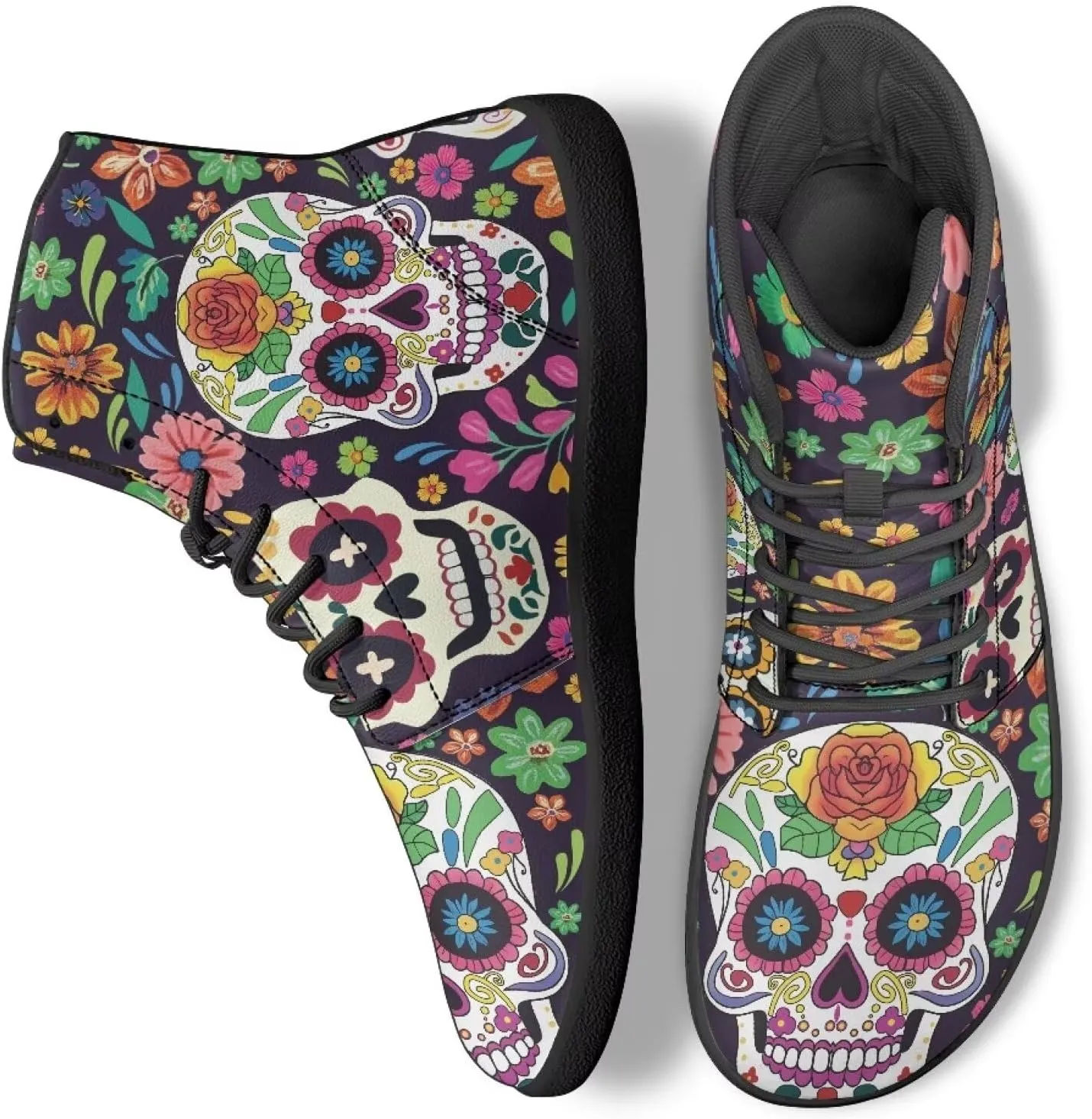 Doojoayie Gothic Barefoot Walking Shoes Women High Top Sneakers PU Leather Shoes