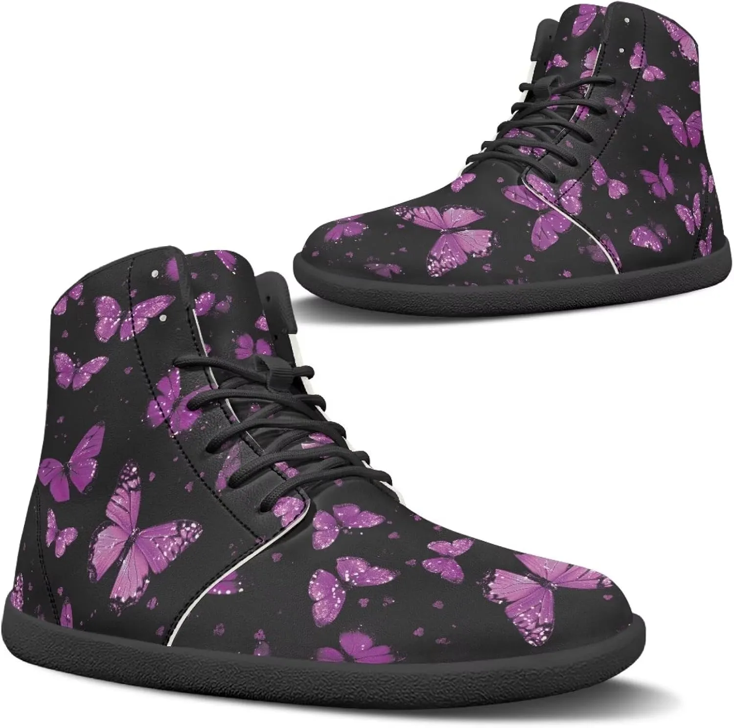 Doojoayie Gothic Barefoot Walking Shoes Women High Top Sneakers PU Leather Shoes