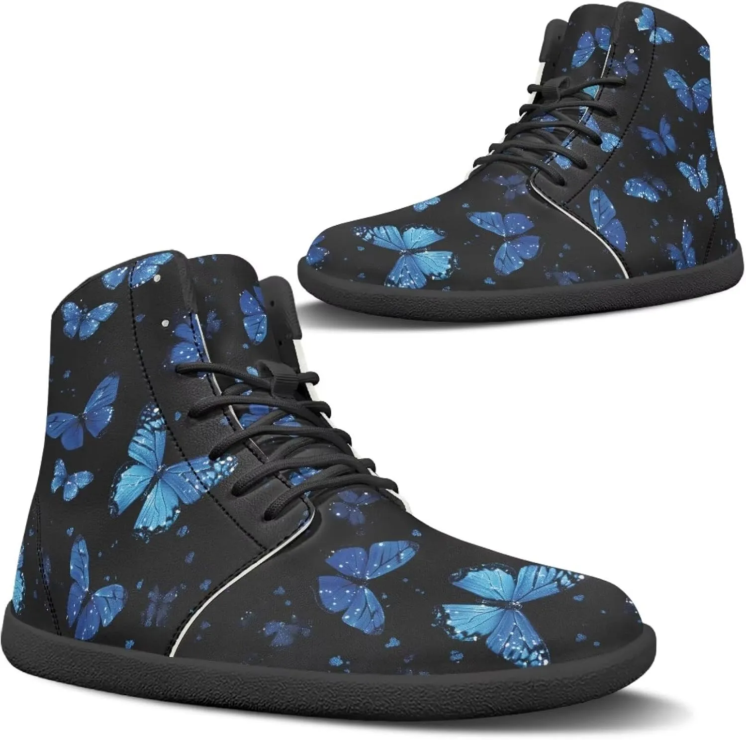 Doojoayie Gothic Barefoot Walking Shoes Women High Top Sneakers PU Leather Shoes