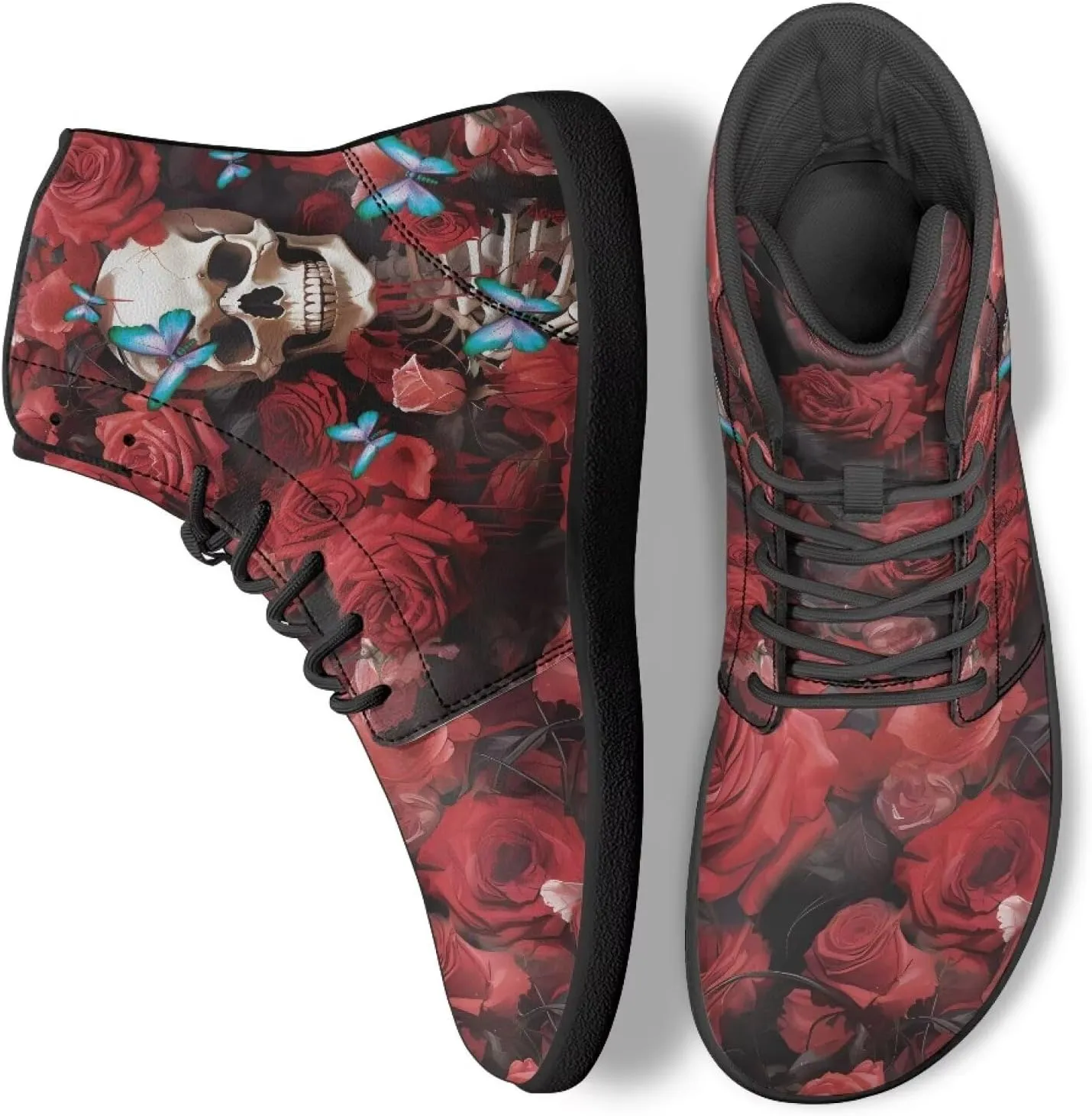 Doojoayie Gothic Barefoot Walking Shoes Women High Top Sneakers PU Leather Shoes