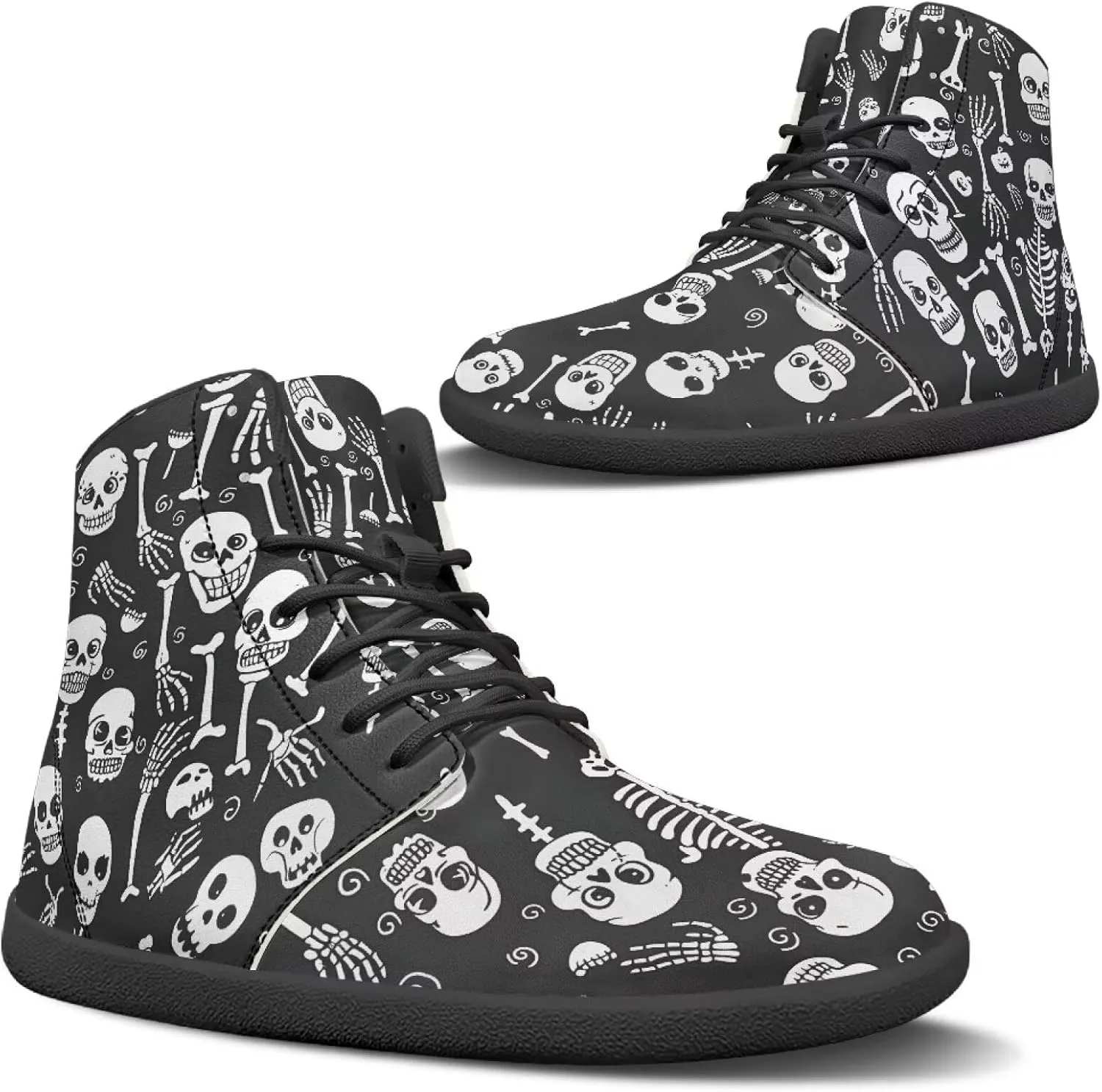 Doojoayie Gothic Barefoot Walking Shoes Women High Top Sneakers PU Leather Shoes