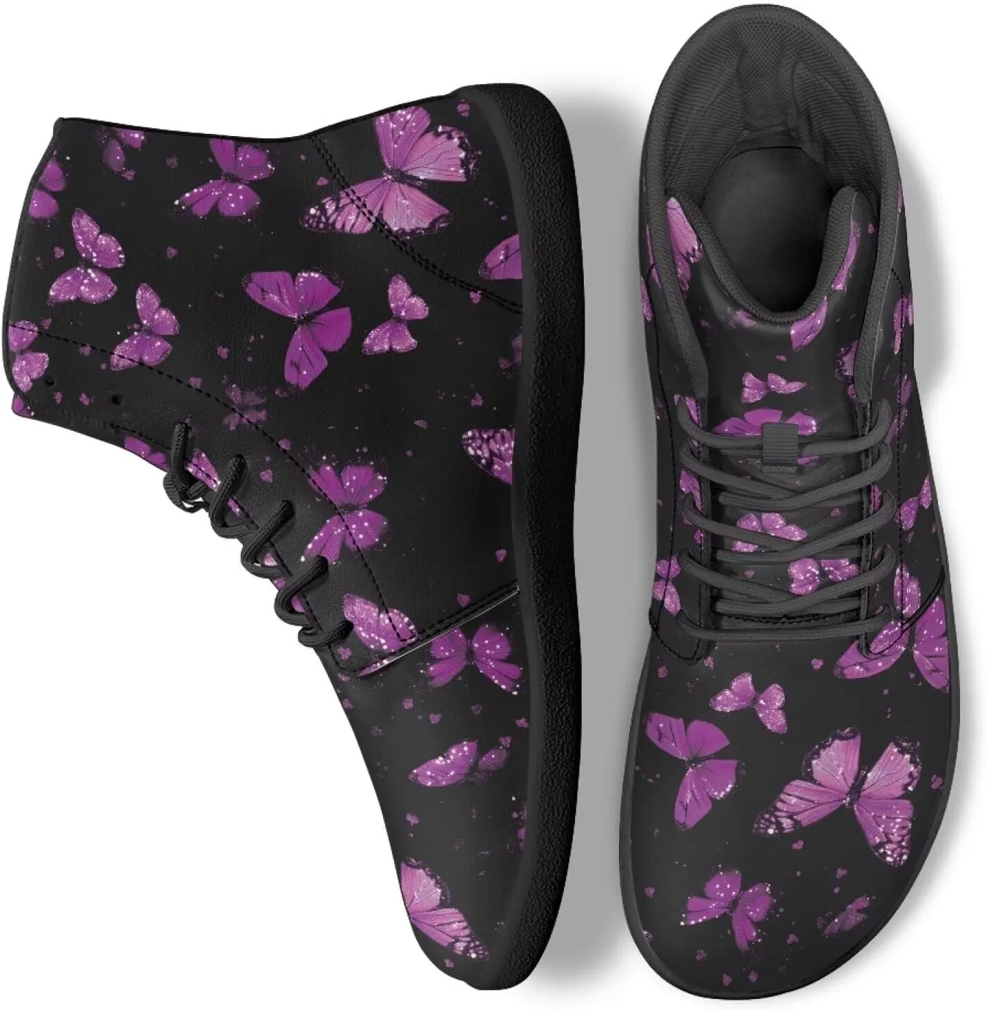 Doojoayie Gothic Barefoot Walking Shoes Women High Top Sneakers PU Leather Shoes