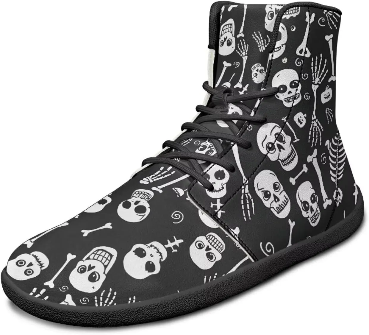 Doojoayie Gothic Barefoot Walking Shoes Women High Top Sneakers PU Leather Shoes