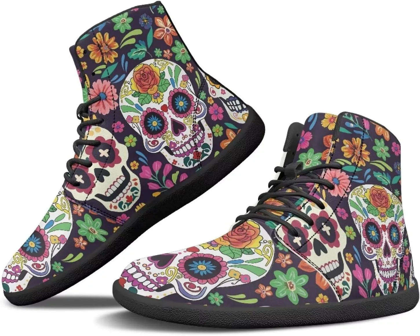 Doojoayie Gothic Barefoot Walking Shoes Women High Top Sneakers PU Leather Shoes