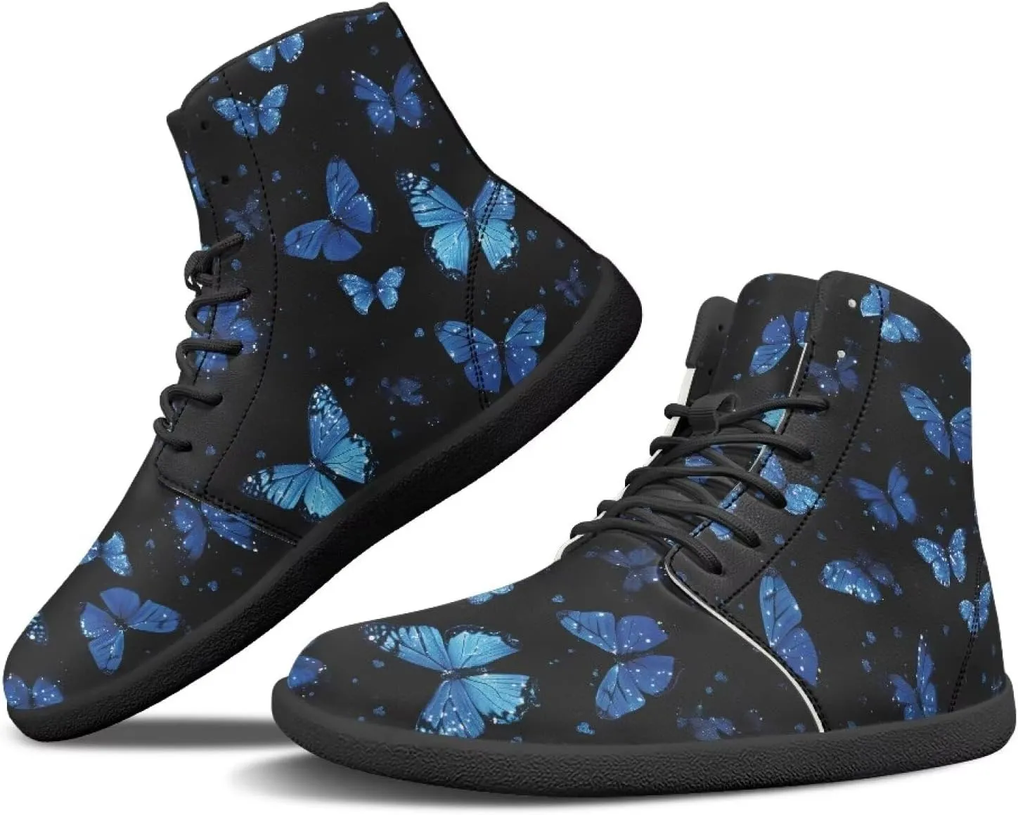 Doojoayie Gothic Barefoot Walking Shoes Women High Top Sneakers PU Leather Shoes