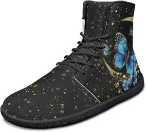 Doojoayie Gothic Barefoot Walking Shoes Women High Top Sneakers PU Leather Shoes