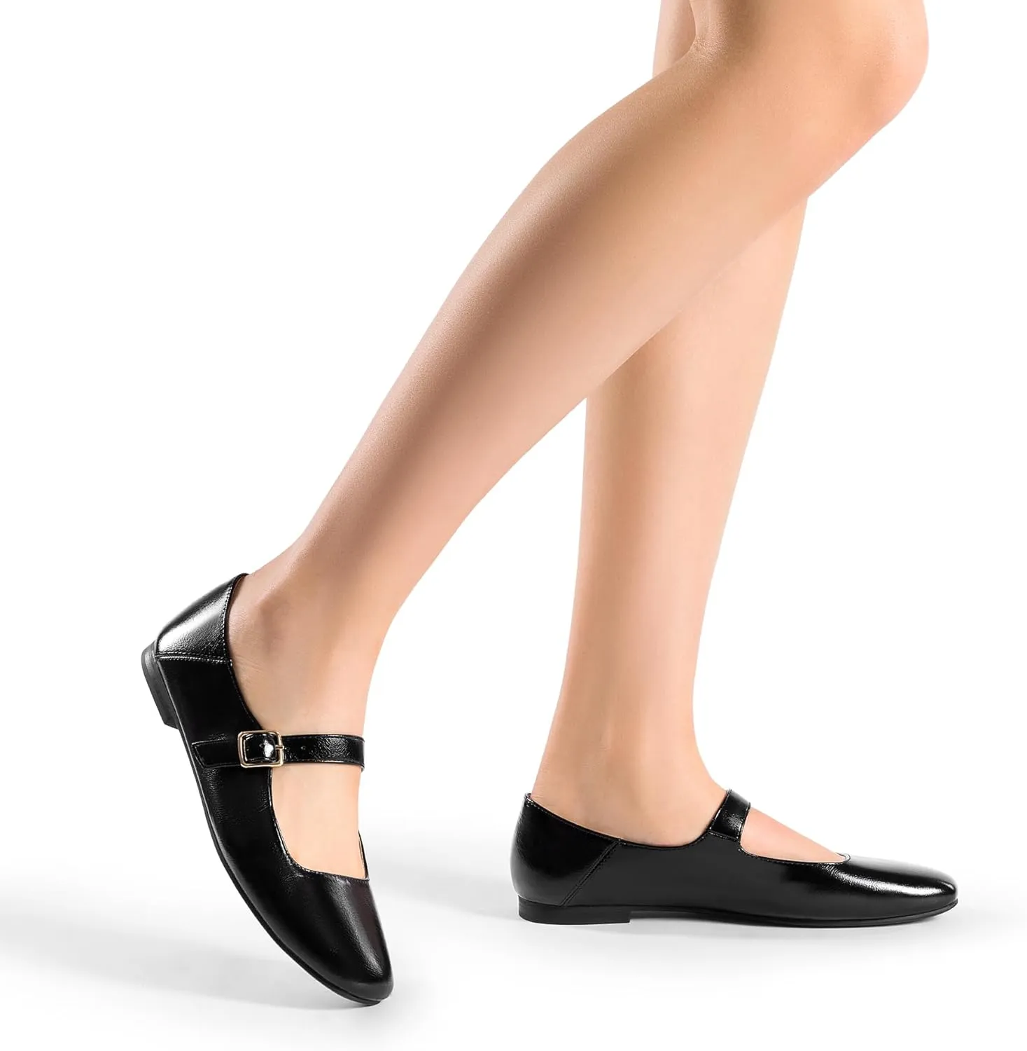 DREAM PAIRS Women's Silver Square Toe Mary Jane Flats: Comfortable Casual Slip On Dress Shoes with Buckle Strap for Women's Daily Wear