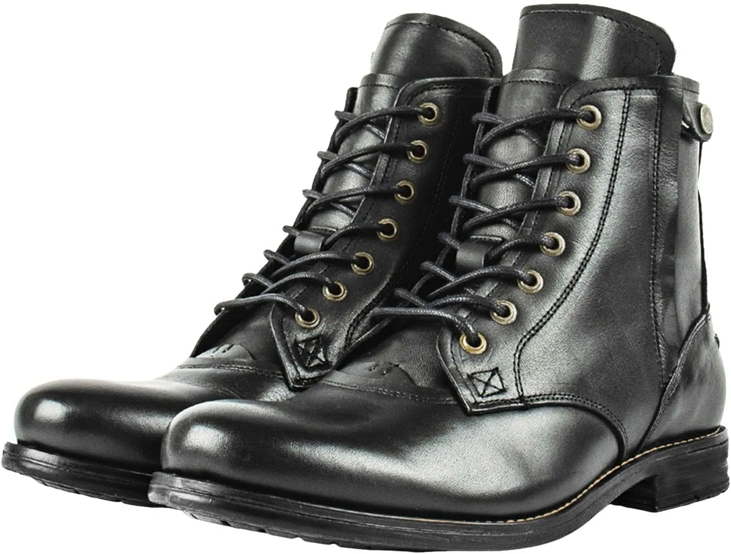 Dress Oxfords Shoes for Men Lace Up Round Toe Leather Shoes Motorcycle Ankle Boots Breathable Water Proof Shoes