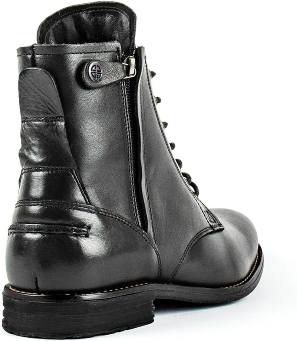 Dress Oxfords Shoes for Men Lace Up Round Toe Leather Shoes Motorcycle Ankle Boots Breathable Water Proof Shoes