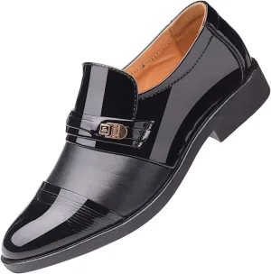 Dress Shoes for Men Slip On Pointed Toe Oxfords Shoes Low Heeled Breathable Leather Shoes Minimalist Derby Shoes