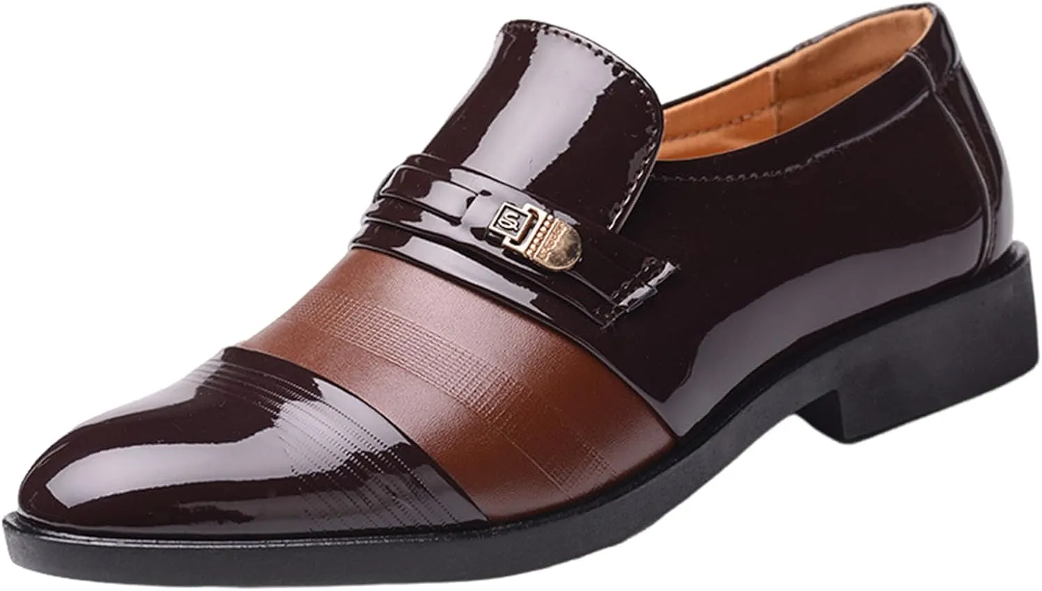Dress Shoes for Men Slip On Pointed Toe Oxfords Shoes Low Heeled Breathable Leather Shoes Minimalist Derby Shoes