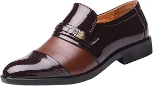 Dress Shoes for Men Slip On Pointed Toe Oxfords Shoes Low Heeled Breathable Leather Shoes Minimalist Derby Shoes