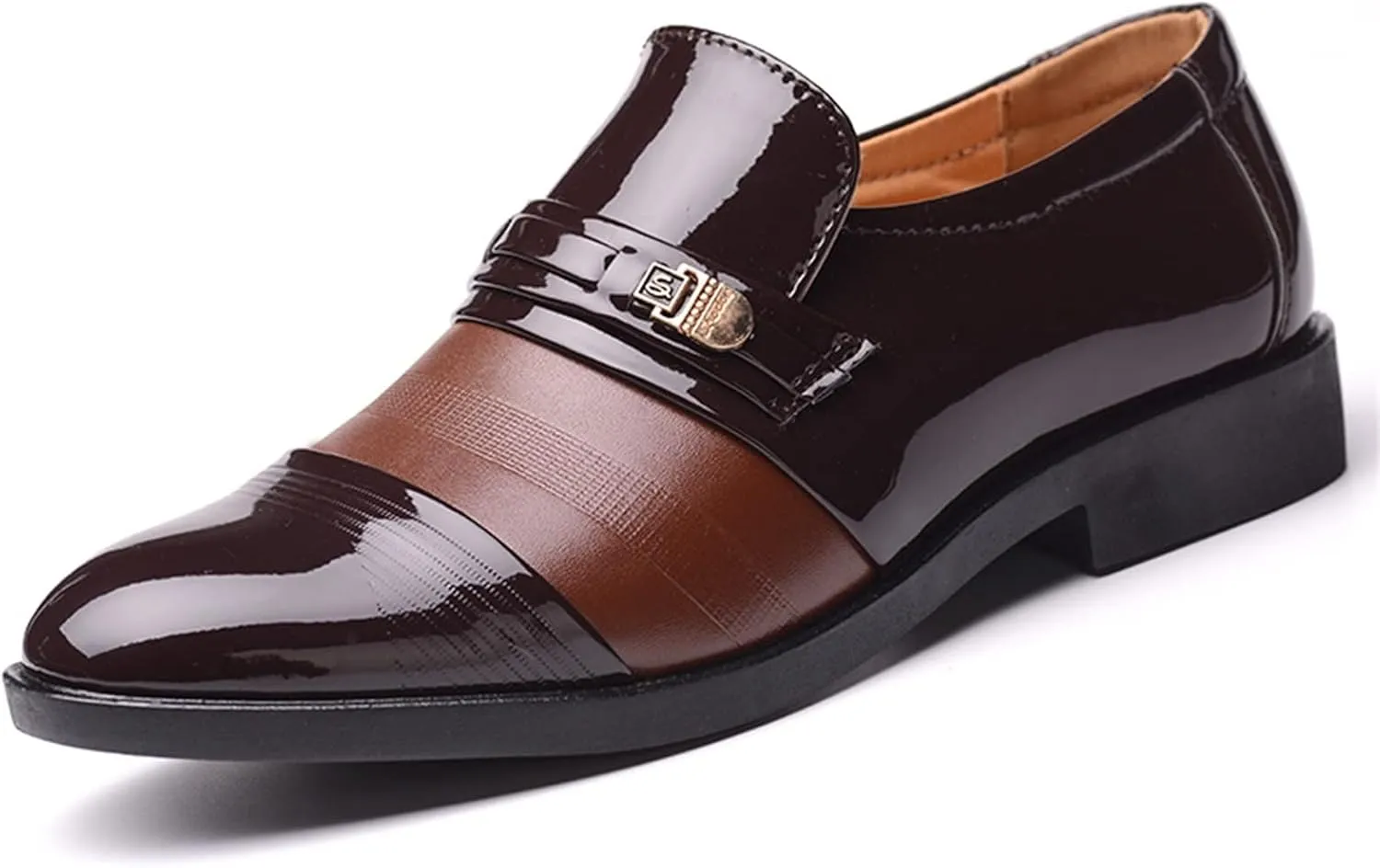 Dress Shoes for Men Slip On Pointed Toe Oxfords Shoes Low Heeled Breathable Leather Shoes Minimalist Derby Shoes