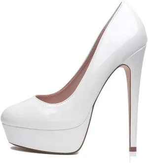 Elisabet Tang Women's Platform High Heels Pumps Shoes Peep Toe 5.5 inch Stilettos Slip On for Dress Wedding Party Prom