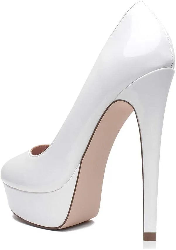 Elisabet Tang Women's Platform High Heels Pumps Shoes Peep Toe 5.5 inch Stilettos Slip On for Dress Wedding Party Prom