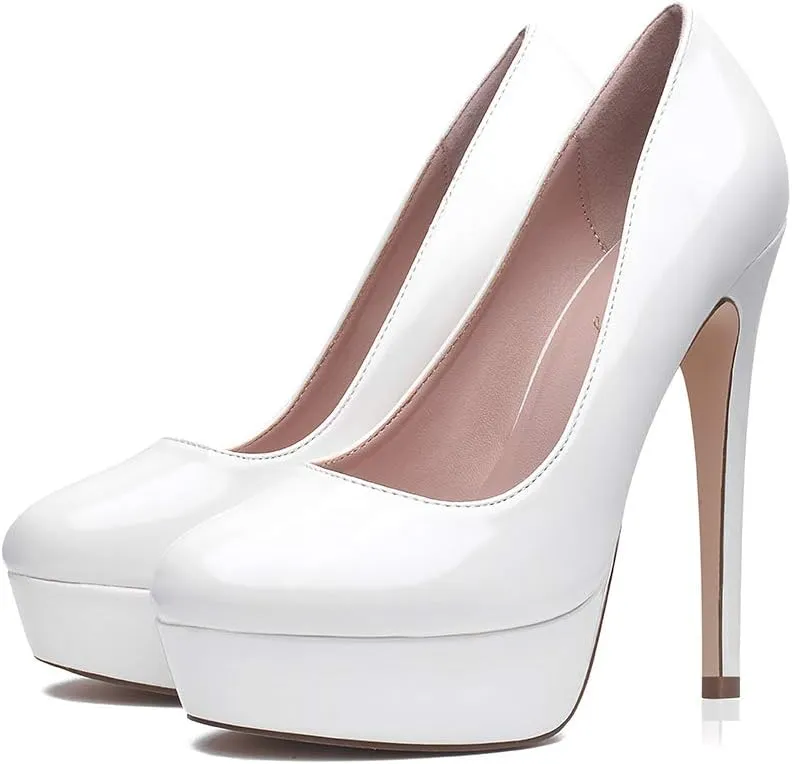 Elisabet Tang Women's Platform High Heels Pumps Shoes Peep Toe 5.5 inch Stilettos Slip On for Dress Wedding Party Prom