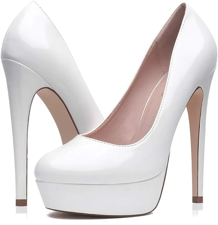 Elisabet Tang Women's Platform High Heels Pumps Shoes Peep Toe 5.5 inch Stilettos Slip On for Dress Wedding Party Prom