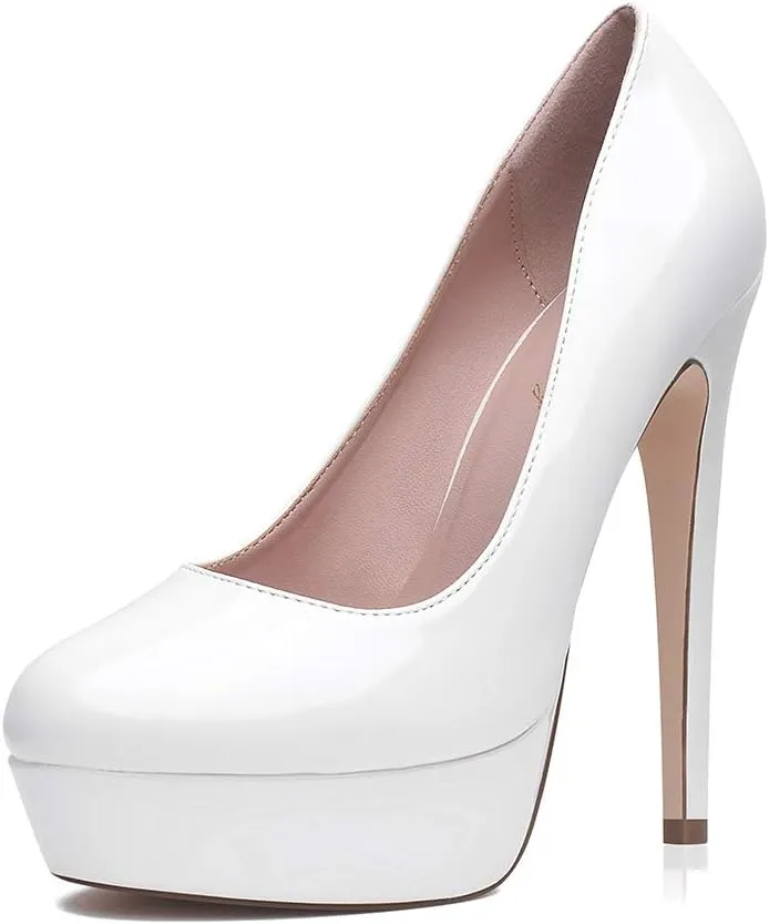Elisabet Tang Women's Platform High Heels Pumps Shoes Peep Toe 5.5 inch Stilettos Slip On for Dress Wedding Party Prom