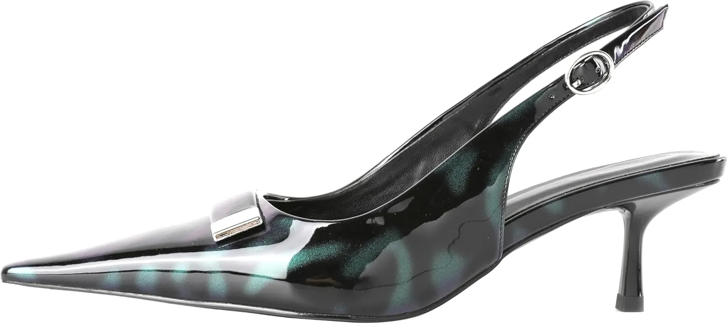 Esvowido Womens Slingback Kitten Heels Comfortable Pointed Toe Slingback Pumps 2 Inches Low Heels Pumps with Buckle Strap Party Dress Shoes