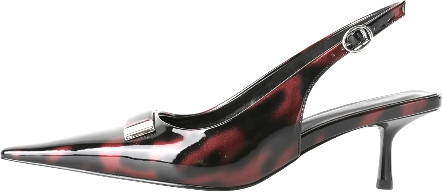 Esvowido Womens Slingback Kitten Heels Comfortable Pointed Toe Slingback Pumps 2 Inches Low Heels Pumps with Buckle Strap Party Dress Shoes