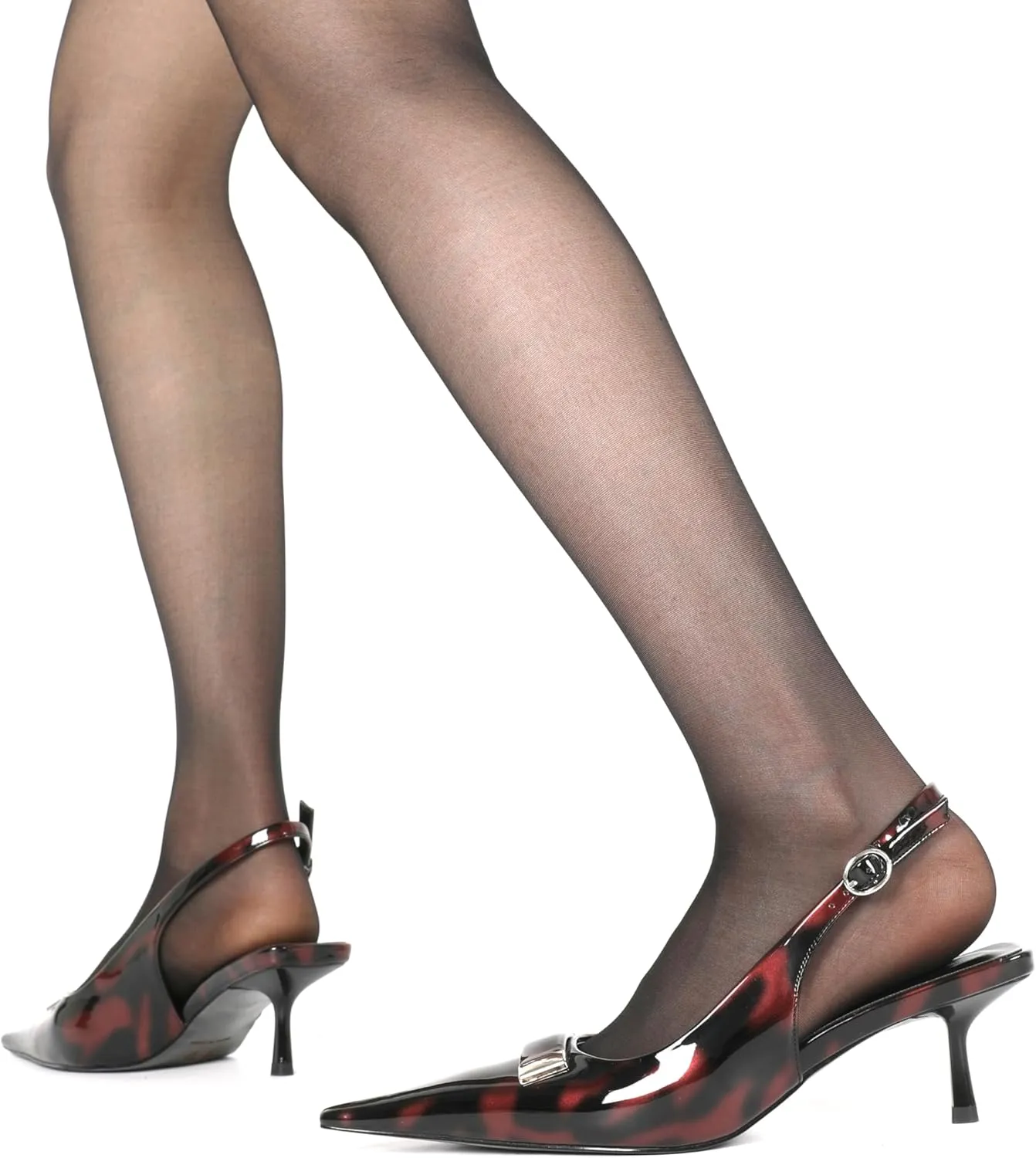 Esvowido Womens Slingback Kitten Heels Comfortable Pointed Toe Slingback Pumps 2 Inches Low Heels Pumps with Buckle Strap Party Dress Shoes