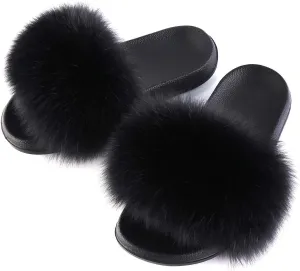 FOLOBE Women Fuzzy Slides Fur Feather Sandals Fur Slips Fur Slippers Fluffy Slides Outdoor House Slides Shoes Fuzzy Slippers Fluffy Sandals slip on fur slippers