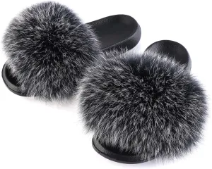 FOLOBE Women Fuzzy Slides Fur Feather Sandals Fur Slips Fur Slippers Fluffy Slides Outdoor House Slides Shoes Fuzzy Slippers Fluffy Sandals slip on fur slippers