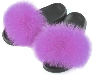 FOLOBE Women Fuzzy Slides Fur Feather Sandals Fur Slips Fur Slippers Fluffy Slides Outdoor House Slides Shoes Fuzzy Slippers Fluffy Sandals slip on fur slippers